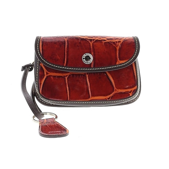 Dooney & Bourke Croc Leather Wristlet & Key Fob EUC - Picture 1 of 7